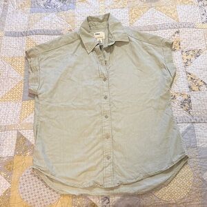 Tilley Women’s Green Short Sleeve Shirt Button Down Striped